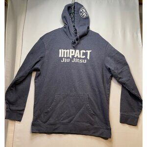Impact Jiu Jitsu hoodie sweater mens XL long sleeve gray blue